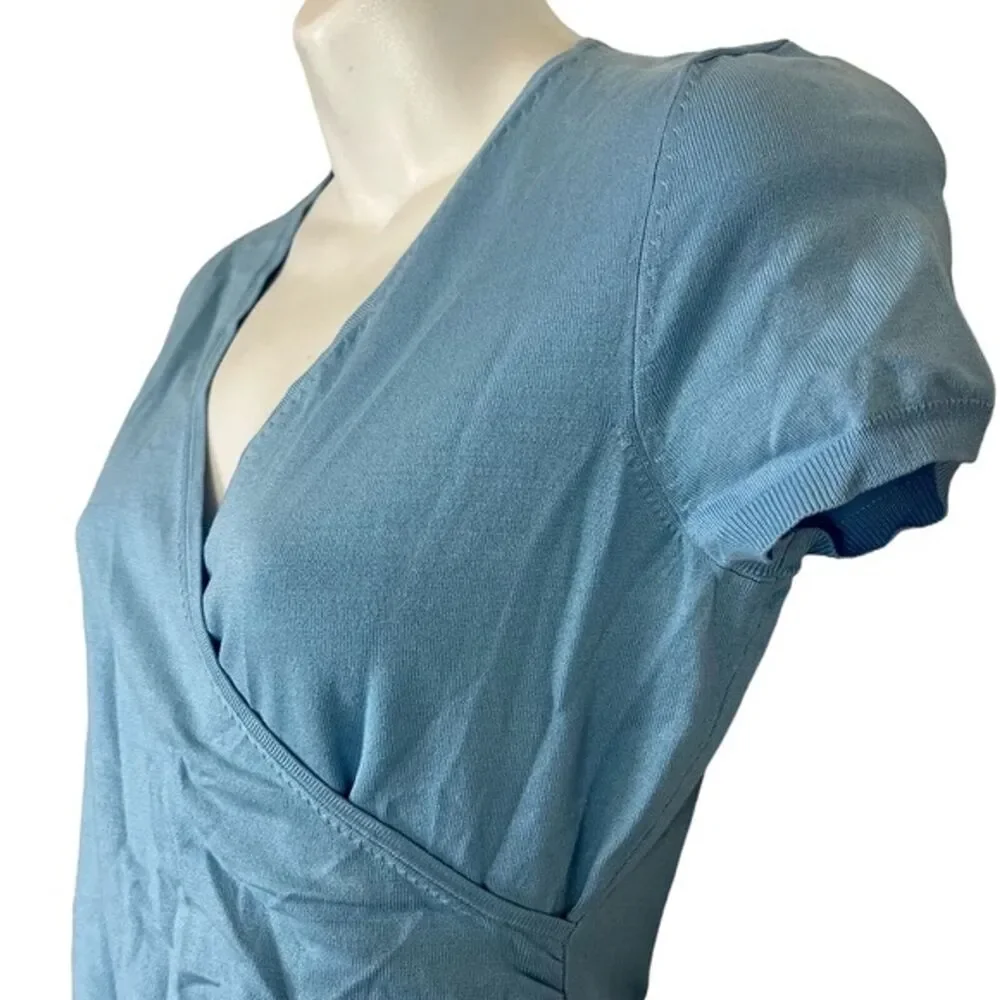 Ann Taylor Loft Y2K Silk Blend Knit Thin Short Sleeve Wrap Look Sweater NWT XS